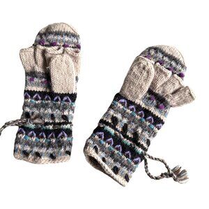 Knitted Fingerless Convertible Flip Top Gloves Mittens Women's Multicolor